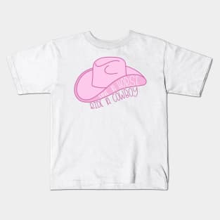 Save a Horse Ride a Cowboy hat in pink Kids T-Shirt